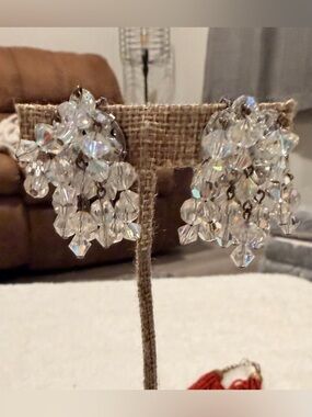 Sparkling Crystal HOBE AB Cha Cha waterfall Clip On Earrings